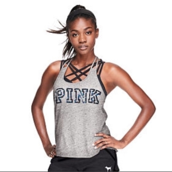 2010s Victoria's Secret Pink Mcbling Tank Top Sz XS - Picture 1 of 7